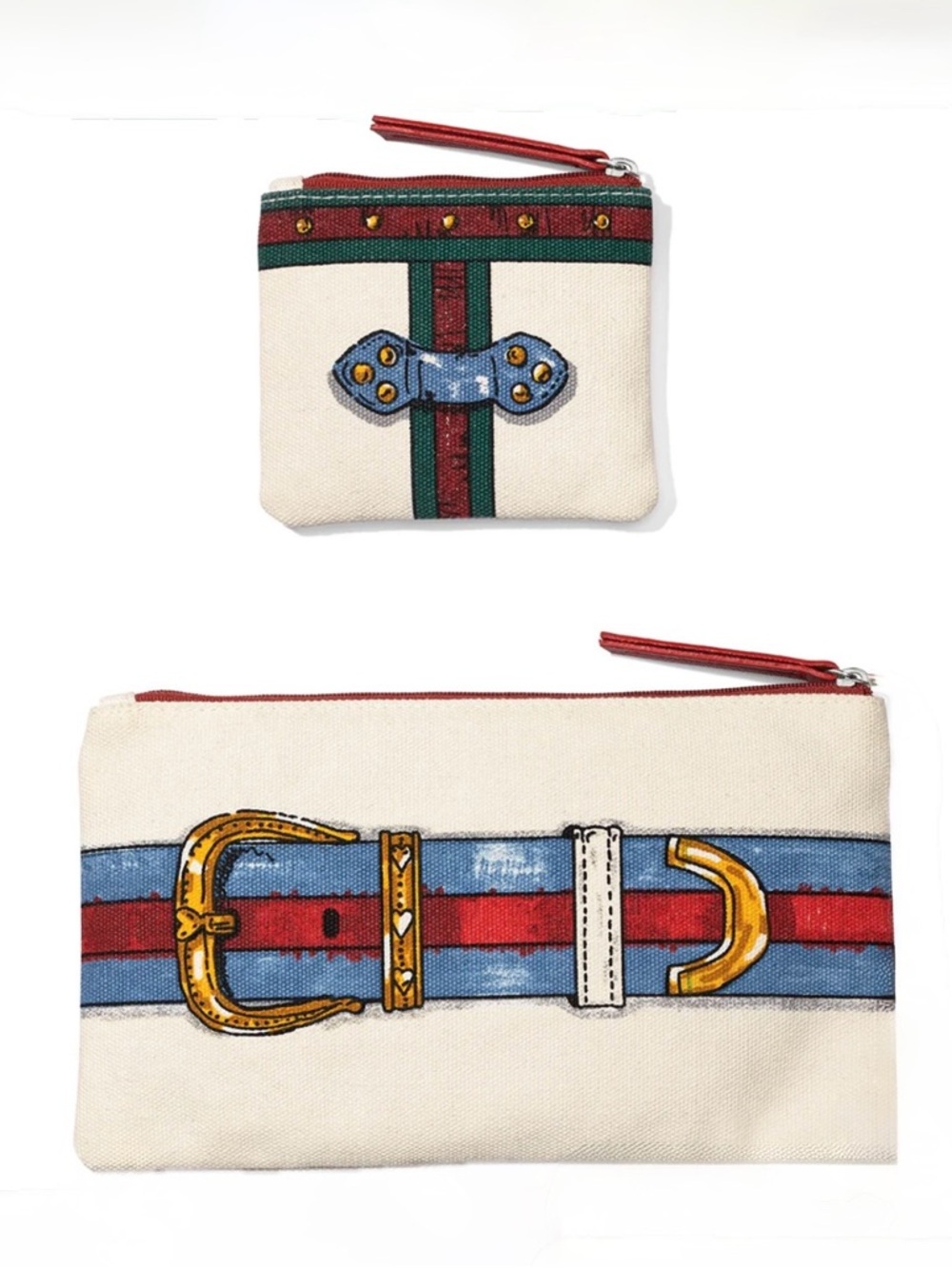 BRIGHTON, IN LOVE WE TRUST, Heart Stripe Zipper Pouch Set of 2 by Tom Clancy NWT - Picture 4 of 9